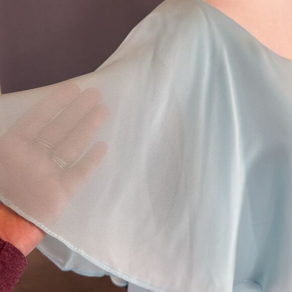 Women’s Blue 2 Piece Layered Asymmetrical Chiffon Formal Pant Suit Size 22W NEW - Picture 3 of 15